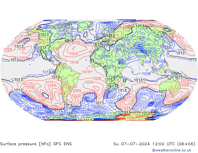 地面气压 GFS ENS 星期日 07.07.2024 12 UTC