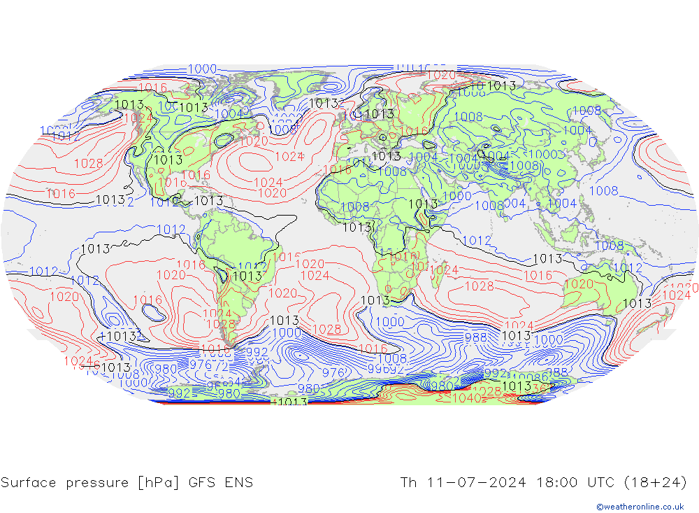 地面气压 GFS ENS 星期四 11.07.2024 18 UTC