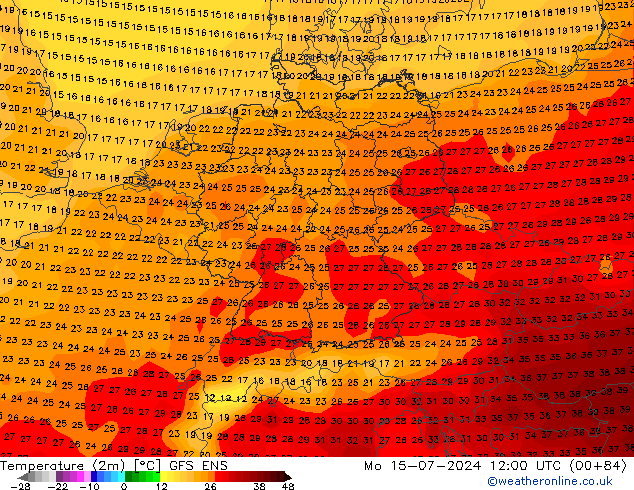 温度图 GFS ENS 星期一 15.07.2024 12 UTC