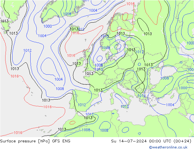 地面气压 GFS ENS 星期日 14.07.2024 00 UTC
