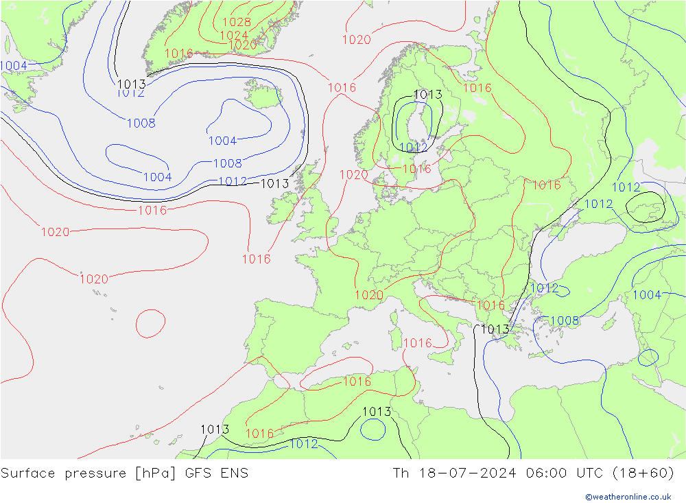 地面气压 GFS ENS 星期四 18.07.2024 06 UTC