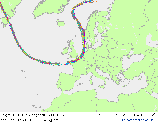 Height 100 hPa Spaghetti GFS ENS 星期二 16.07.2024 18 UTC