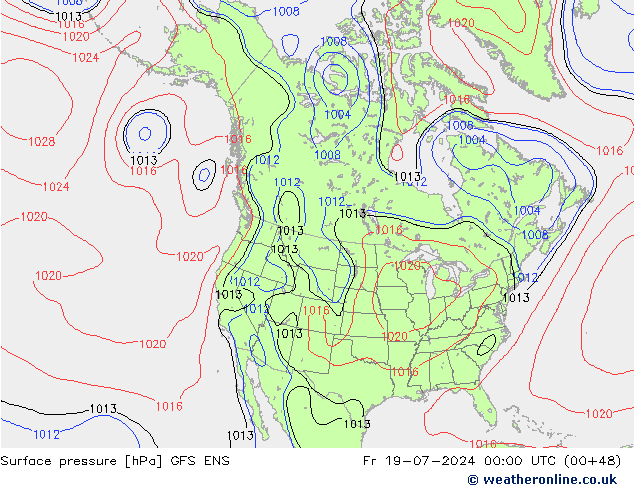 地面气压 GFS ENS 星期五 19.07.2024 00 UTC