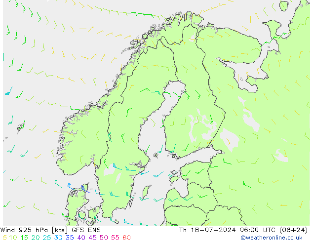 风 925 hPa GFS ENS 星期四 18.07.2024 06 UTC