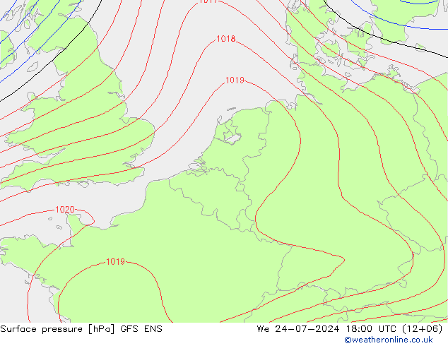 地面气压 GFS ENS 星期三 24.07.2024 18 UTC