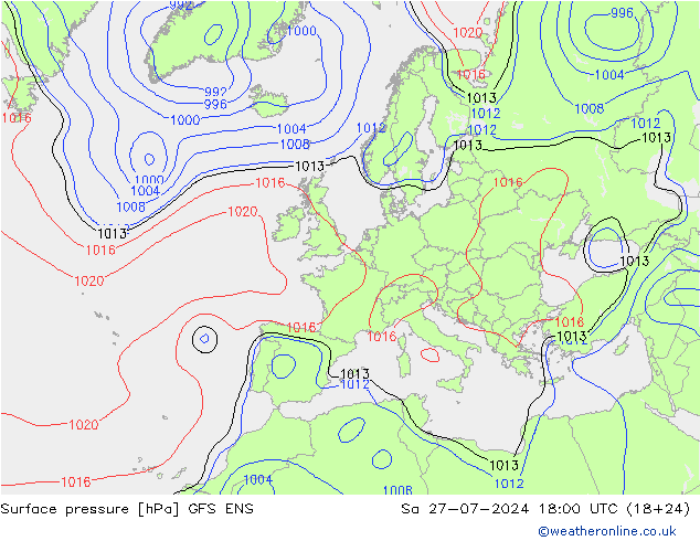 地面气压 GFS ENS 星期六 27.07.2024 18 UTC