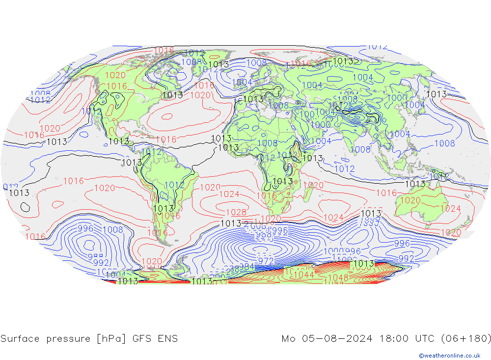 地面气压 GFS ENS 星期一 05.08.2024 18 UTC