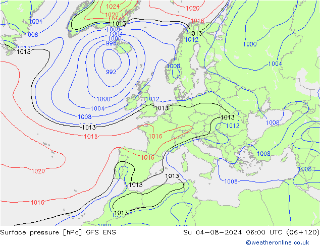 地面气压 GFS ENS 星期日 04.08.2024 06 UTC