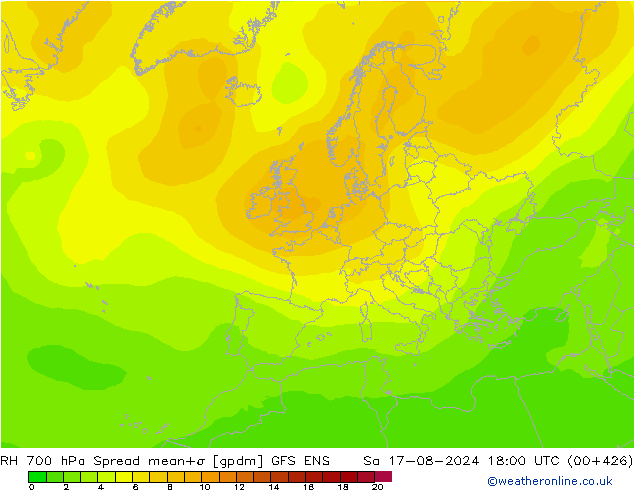 RV 700 hPa Spread GFS ENS za 17.08.2024 18 UTC