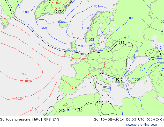 地面气压 GFS ENS 星期六 10.08.2024 06 UTC