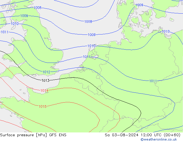 地面气压 GFS ENS 星期六 03.08.2024 12 UTC