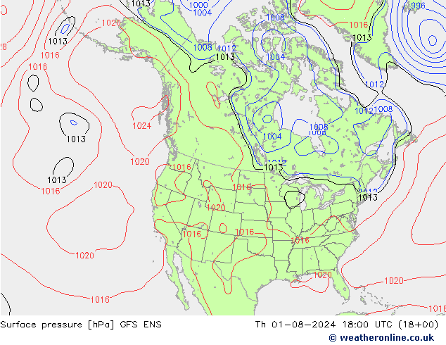 Luchtdruk (Grond) GFS ENS do 01.08.2024 18 UTC