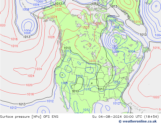 地面气压 GFS ENS 星期日 04.08.2024 00 UTC