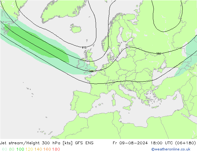 Straalstroom GFS ENS vr 09.08.2024 18 UTC