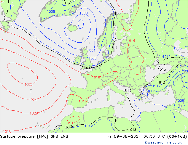 地面气压 GFS ENS 星期五 09.08.2024 06 UTC