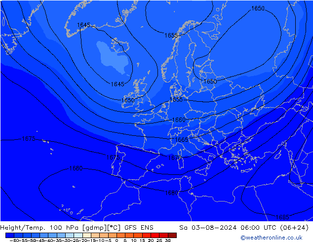 Height/Temp. 100 hPa GFS ENS 星期六 03.08.2024 06 UTC