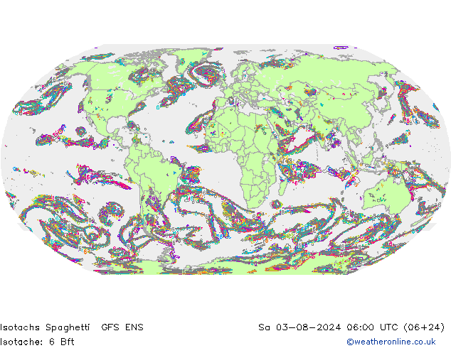 Isotachen Spaghetti GFS ENS za 03.08.2024 06 UTC