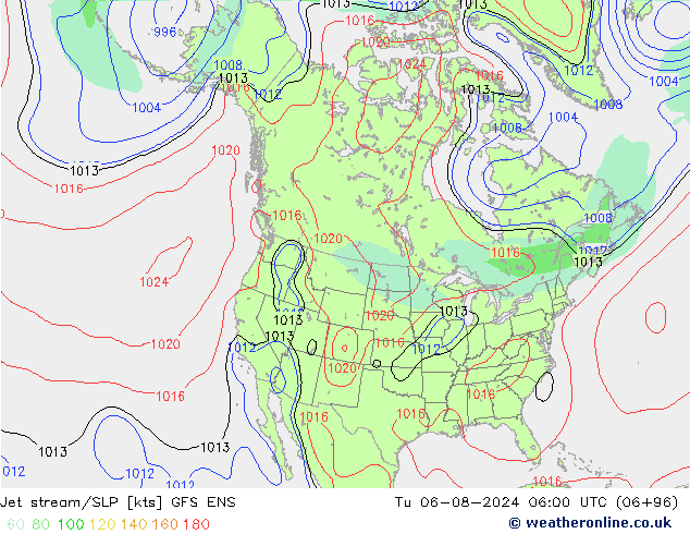 Straalstroom/SLP GFS ENS di 06.08.2024 06 UTC