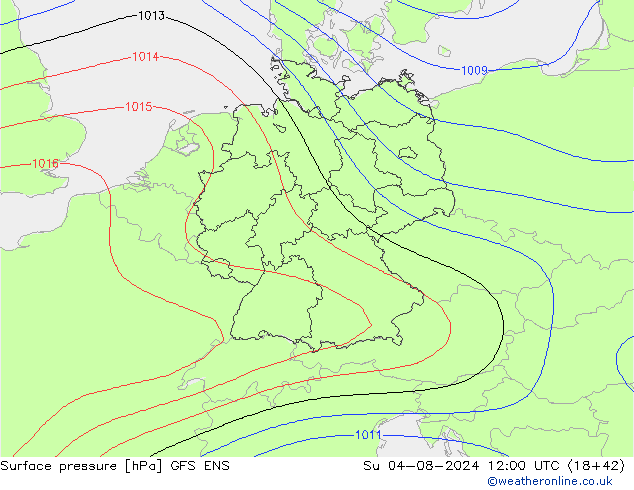 Luchtdruk (Grond) GFS ENS zo 04.08.2024 12 UTC