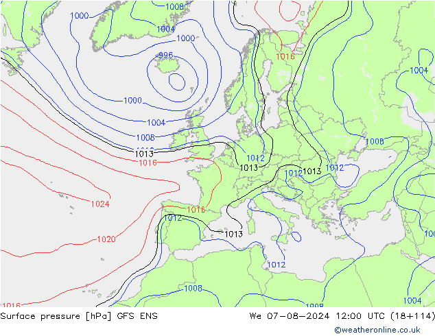 Luchtdruk (Grond) GFS ENS wo 07.08.2024 12 UTC