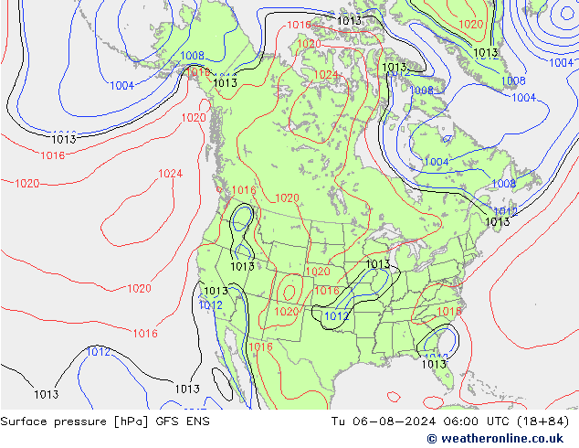 地面气压 GFS ENS 星期二 06.08.2024 06 UTC
