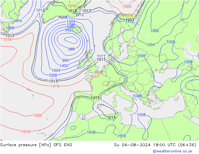 Luchtdruk (Grond) GFS ENS zo 04.08.2024 18 UTC