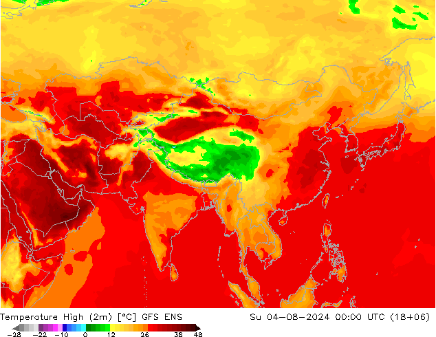 Max.temperatuur (2m) GFS ENS zo 04.08.2024 00 UTC