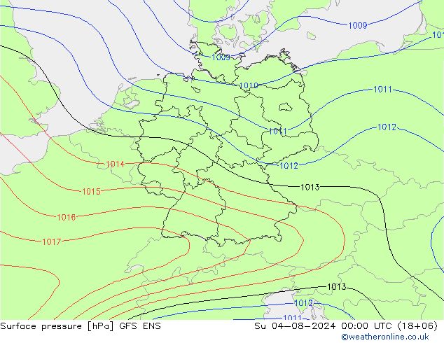 地面气压 GFS ENS 星期日 04.08.2024 00 UTC