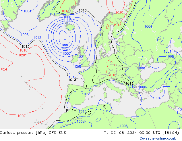 Luchtdruk (Grond) GFS ENS di 06.08.2024 00 UTC