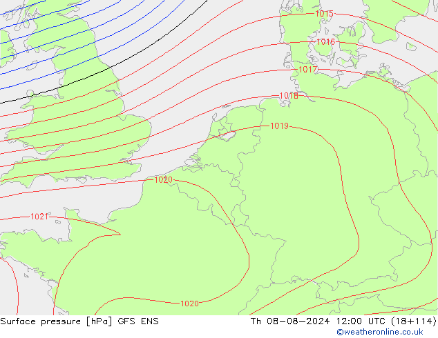 Luchtdruk (Grond) GFS ENS do 08.08.2024 12 UTC