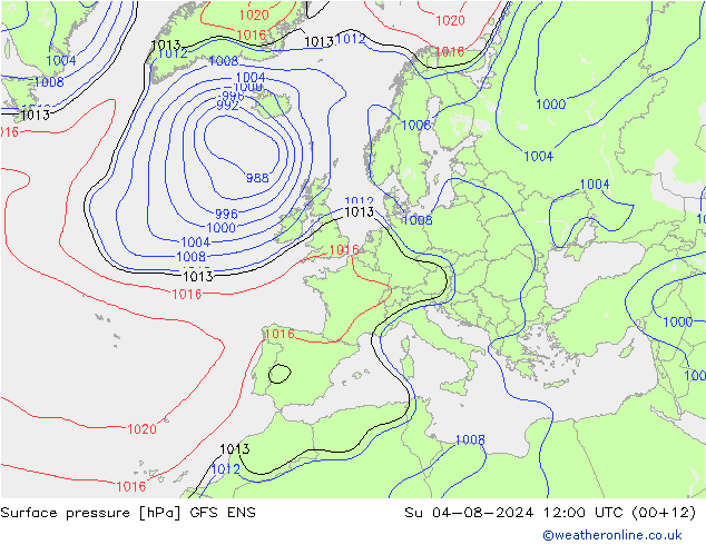 Luchtdruk (Grond) GFS ENS zo 04.08.2024 12 UTC