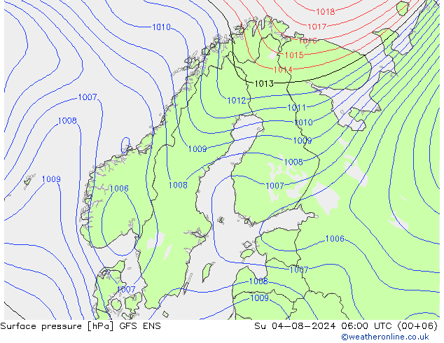 Luchtdruk (Grond) GFS ENS zo 04.08.2024 06 UTC