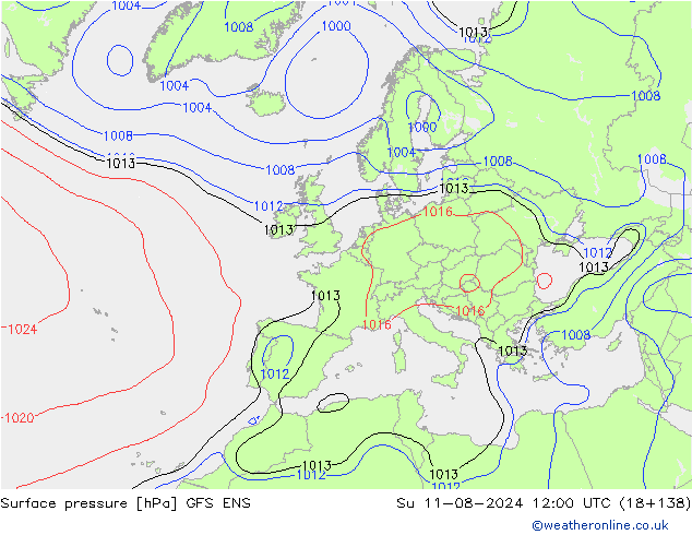 Luchtdruk (Grond) GFS ENS zo 11.08.2024 12 UTC