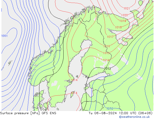 地面气压 GFS ENS 星期二 06.08.2024 12 UTC