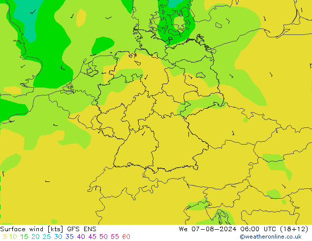 Wind 10 m GFS ENS wo 07.08.2024 06 UTC