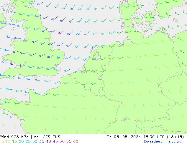 Wind 925 hPa GFS ENS do 08.08.2024 18 UTC