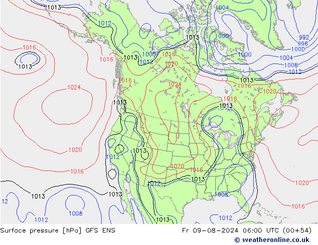 Luchtdruk (Grond) GFS ENS vr 09.08.2024 06 UTC