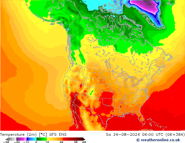 Temperatuurkaart (2m) GFS ENS za 24.08.2024 06 UTC