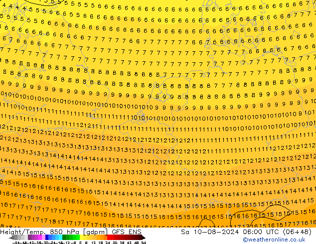 Height/Temp. 850 hPa GFS ENS 星期六 10.08.2024 06 UTC