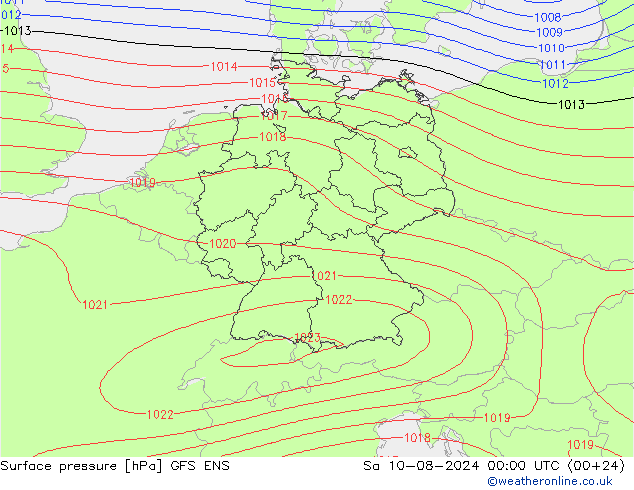 Luchtdruk (Grond) GFS ENS za 10.08.2024 00 UTC