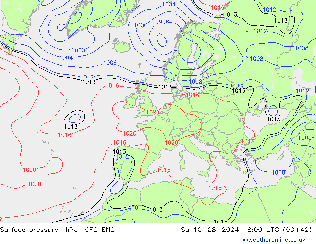 Luchtdruk (Grond) GFS ENS za 10.08.2024 18 UTC