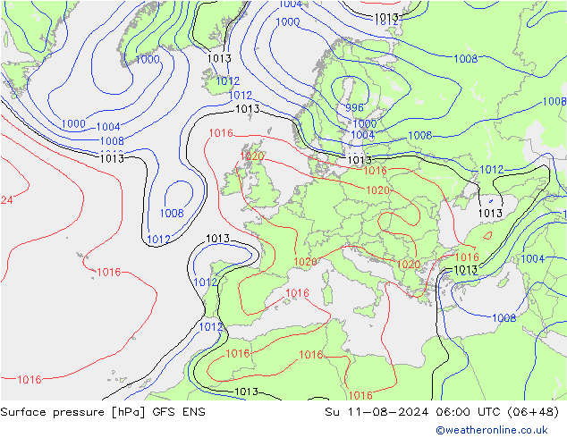 Luchtdruk (Grond) GFS ENS zo 11.08.2024 06 UTC