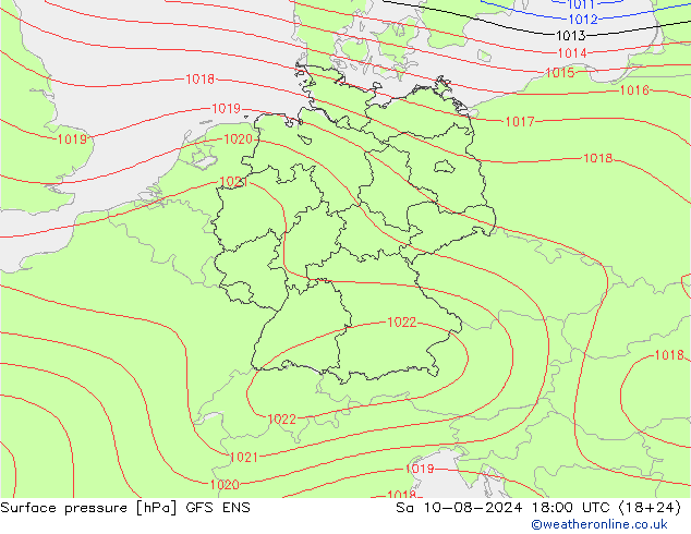 Luchtdruk (Grond) GFS ENS za 10.08.2024 18 UTC