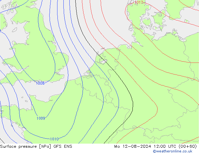 Luchtdruk (Grond) GFS ENS ma 12.08.2024 12 UTC