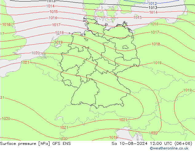 地面气压 GFS ENS 星期六 10.08.2024 12 UTC