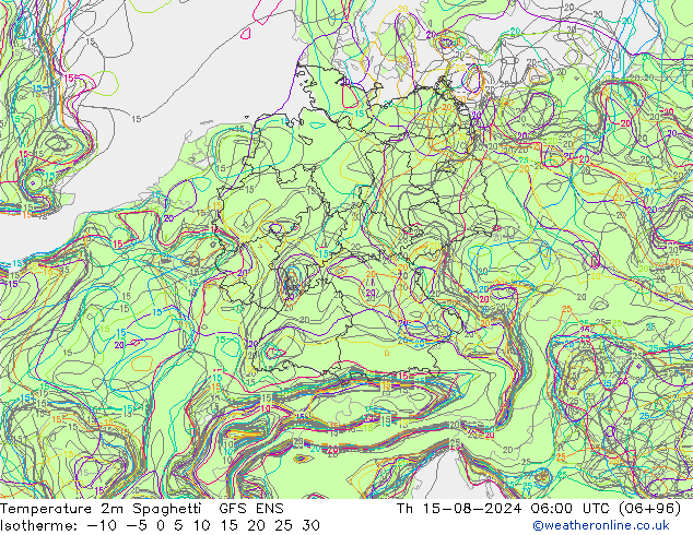 Temperatuurkaart Spaghetti GFS ENS do 15.08.2024 06 UTC