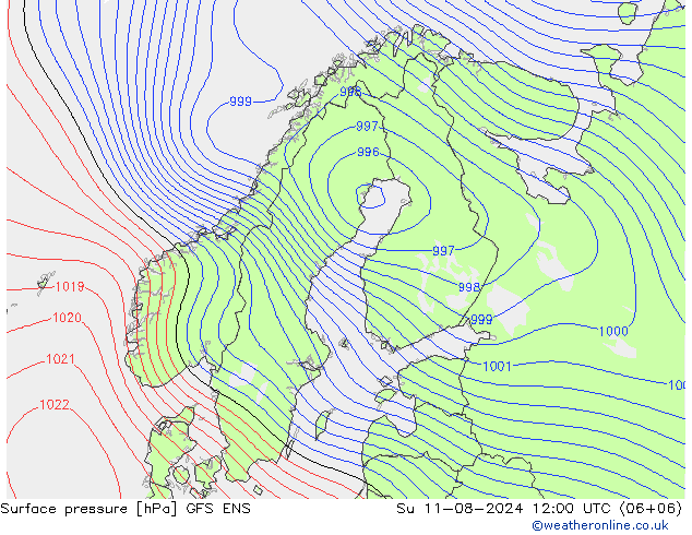 Luchtdruk (Grond) GFS ENS zo 11.08.2024 12 UTC