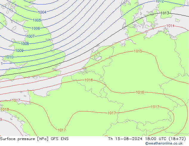 Luchtdruk (Grond) GFS ENS do 15.08.2024 18 UTC