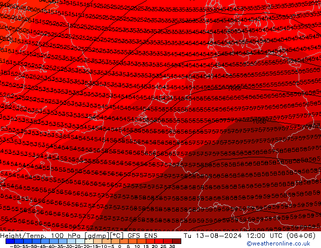 Height/Temp. 100 hPa GFS ENS 星期二 13.08.2024 12 UTC