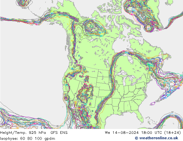 Height/Temp. 925 hPa GFS ENS 星期三 14.08.2024 18 UTC